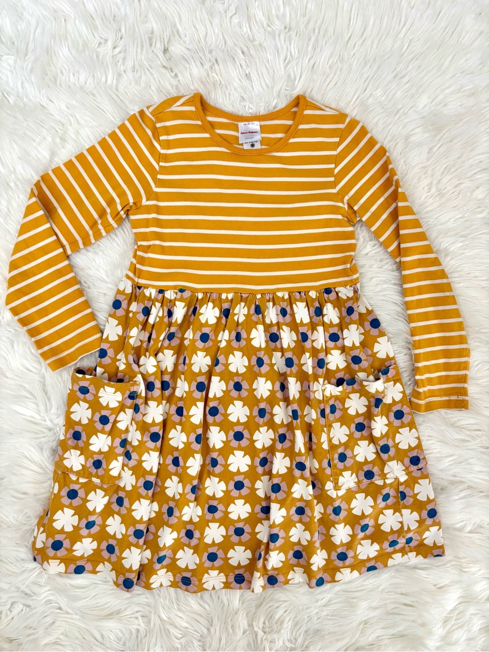 Hanna Andersson Mixie Playdress Far Out Flowers Floral Skirt Striped Top Size 8